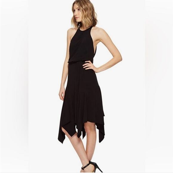 Halston Heritage Dress Womens Size XS Midi Asymmetrical Cocktail Open Strappy - Picture 2 of 15